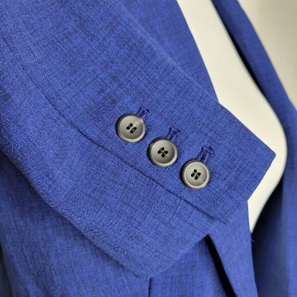 T Tahari Peak-Lapel Open-Front Blazer Jacket Symphony Blue Melange NWT Size 2 - Picture 8 of 12